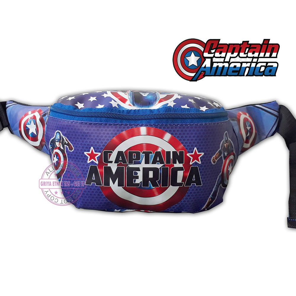 Waistbag Cowok Tas Pinggang Anak Laki Karakter Kapten Captain America