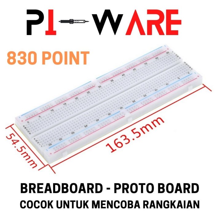 Breadboard 830 Lubang Point Solderless Proto Bread Project Board MB102