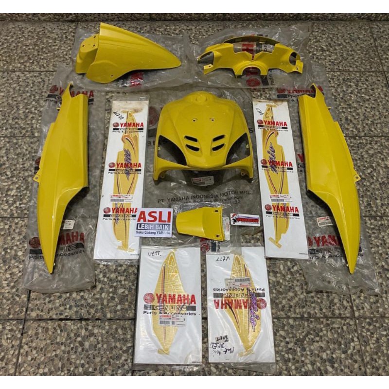 cover body Alus Mio sporty kuning original fullset 5TL set striping original motif bunga