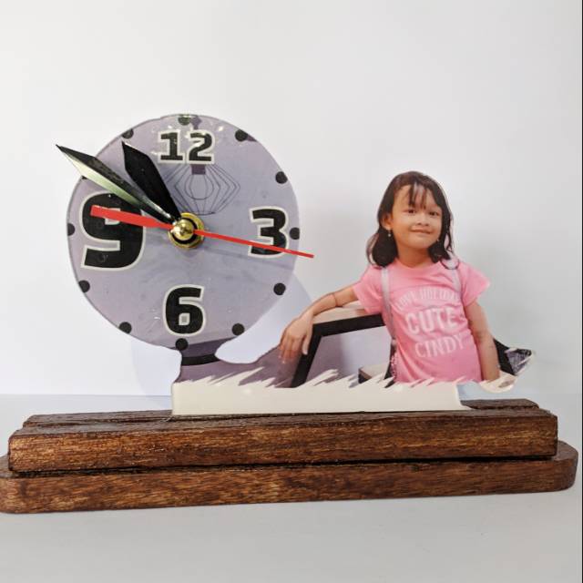 Jam meja akrilik Custom(pakai foto sesuai keinginan)