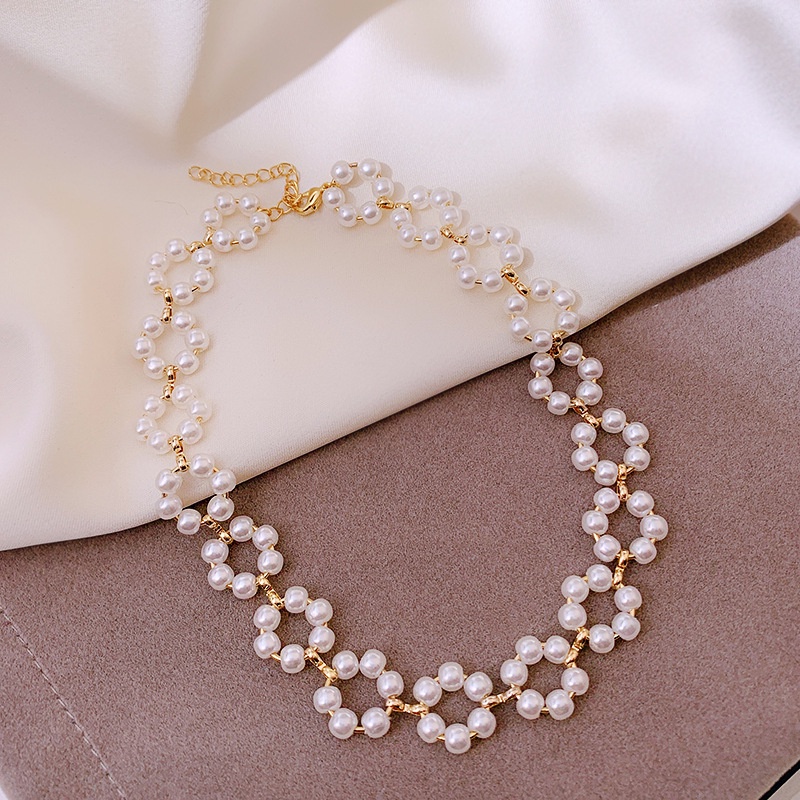 YEEZII Fashion Korean Pearl Choker Necklace Elegant Gold Chain Necklace for Women Accessories Jewelry Gift