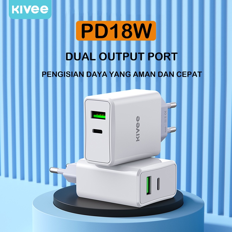 KIVEE charger iphone fast charging 18w PD/QC 3.0 Wall Charger oppo xiaomi Garansi 1 tahun-1