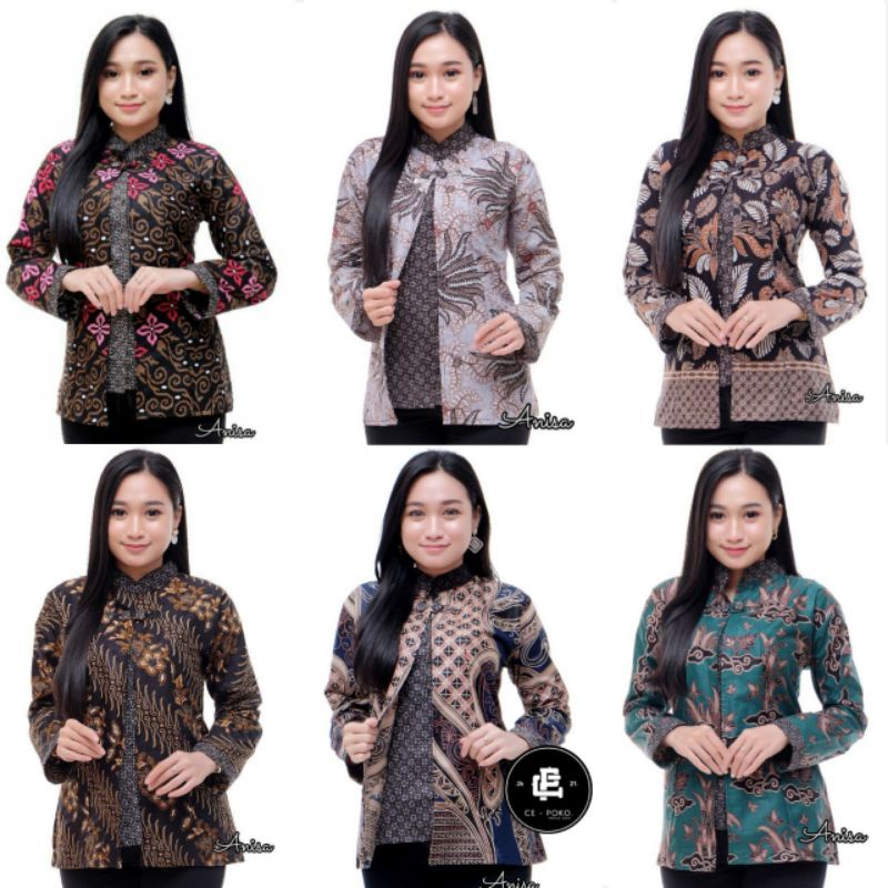 Outer Batik Wanita Lengan Panjang Baju Seragam Kerja Kantor Modern Kekinian