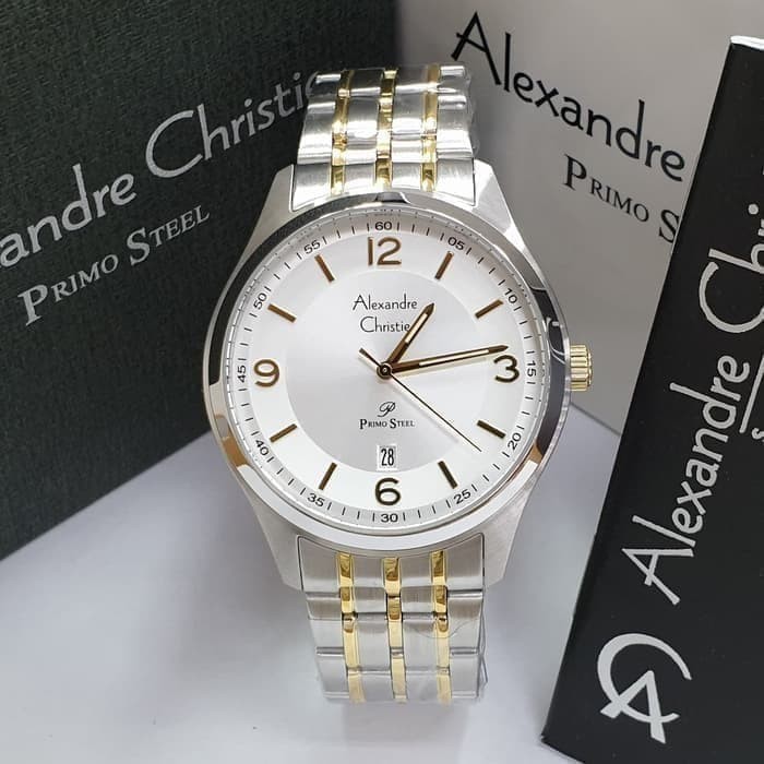 JAM TANGAN PRIA ALEXANDRE CHRISTIE AC 1010 / AC1010 SILVER COMBI GOLD ORIGINAL