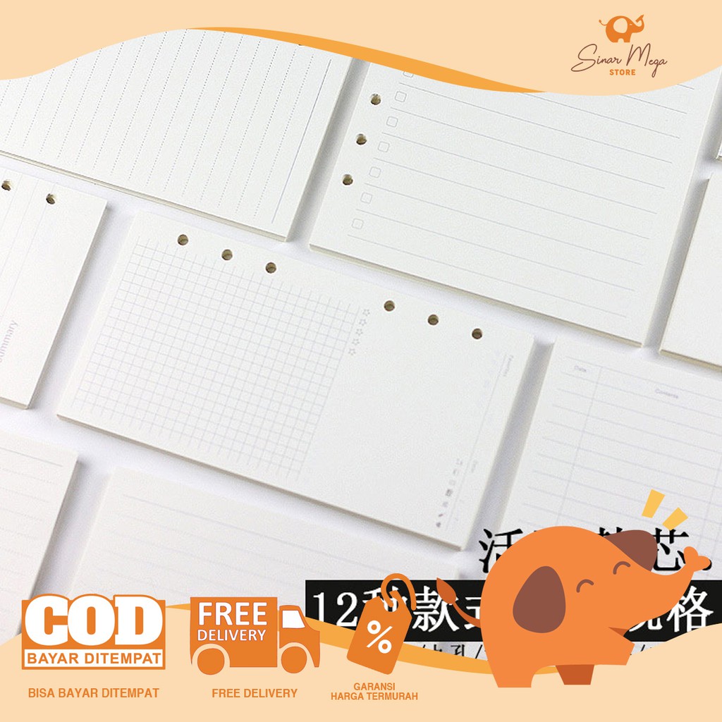 

Kertas Loose Leaf 6 Ring Binder Paper A5, A6 & A7 / Isi Ulang Kertas Binder Lucu Unik Murah