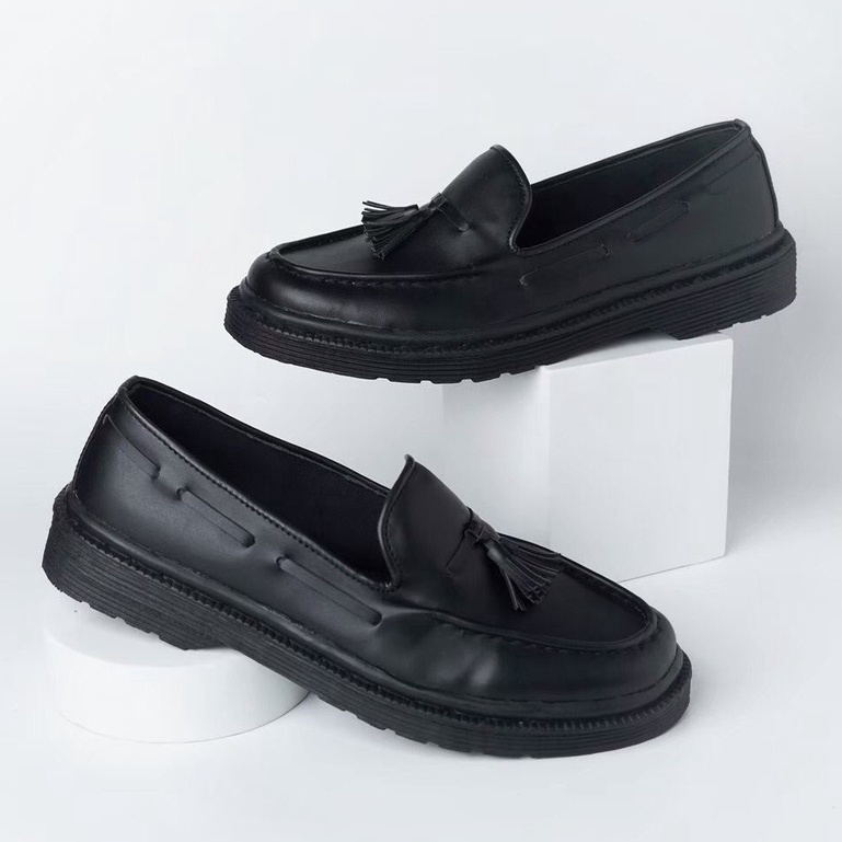 ALBERN BLACK |ManNeedMe x Jack| Sepatu Loafers UNISEX Formal Slip On ORIGINAL