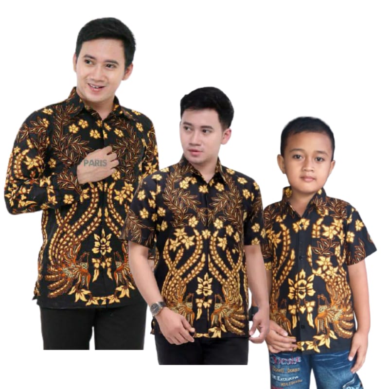 KEMEJA HEM BATIK COUPEL AYAH ANAK MOTIF MANUK SOGAN M  L XL XXL