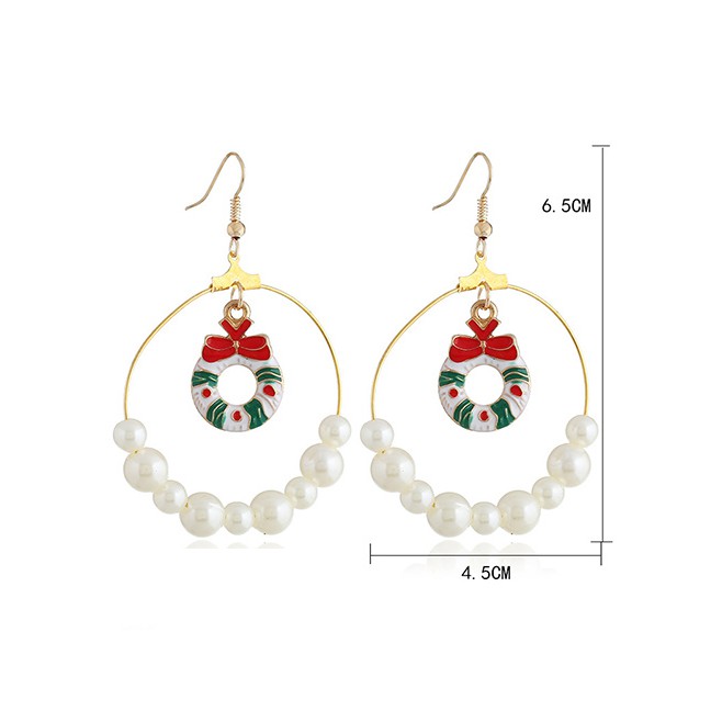 LRC Anting Gantung Fashion Color Snowman Elk Earrings D22059