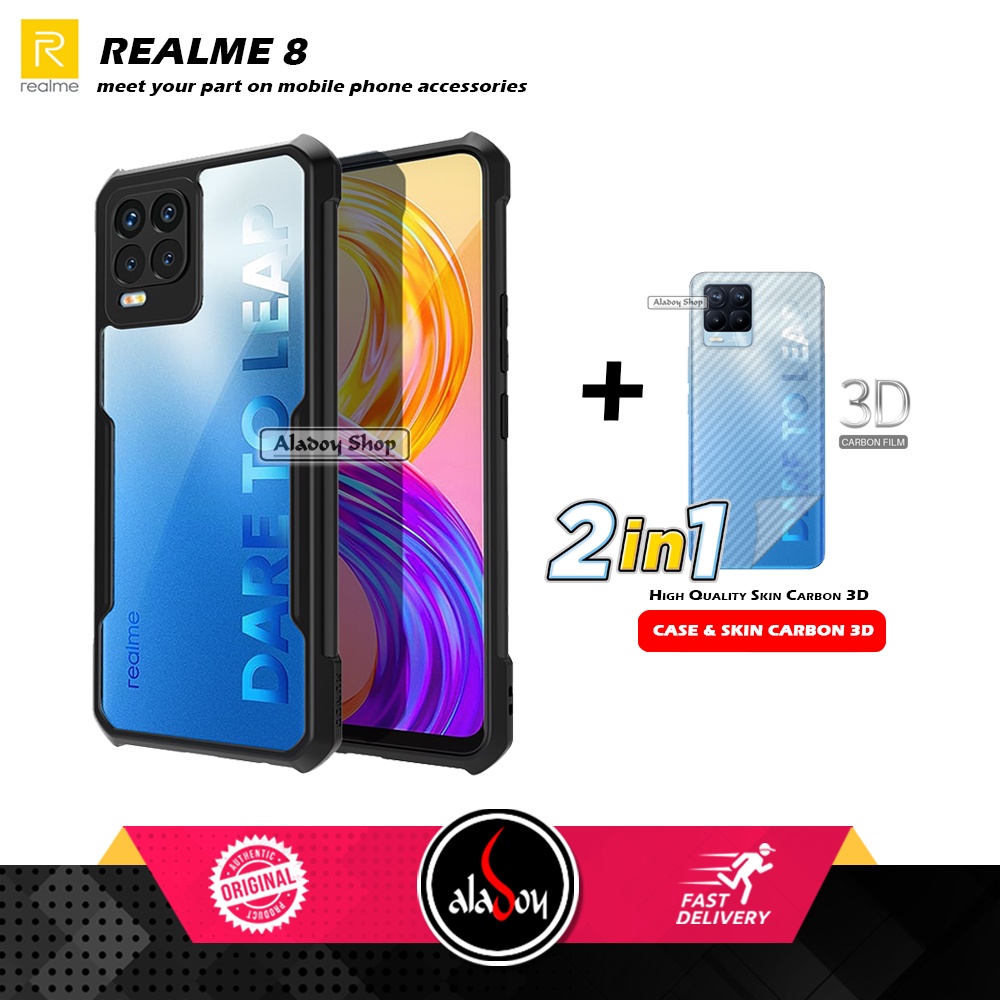 Case REALME 8 Armor Fusion Transparent Casing Free Skin Carbon 3D