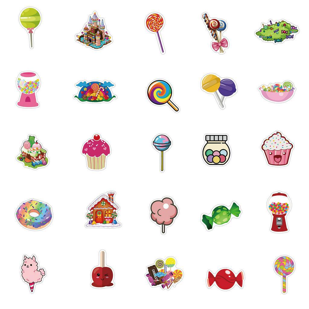 50 pcs / set Stiker Graffiti Warna Permen Bahan pvc Tahan Air Dapat Dilepas Untuk Dekorasi Ponsel
