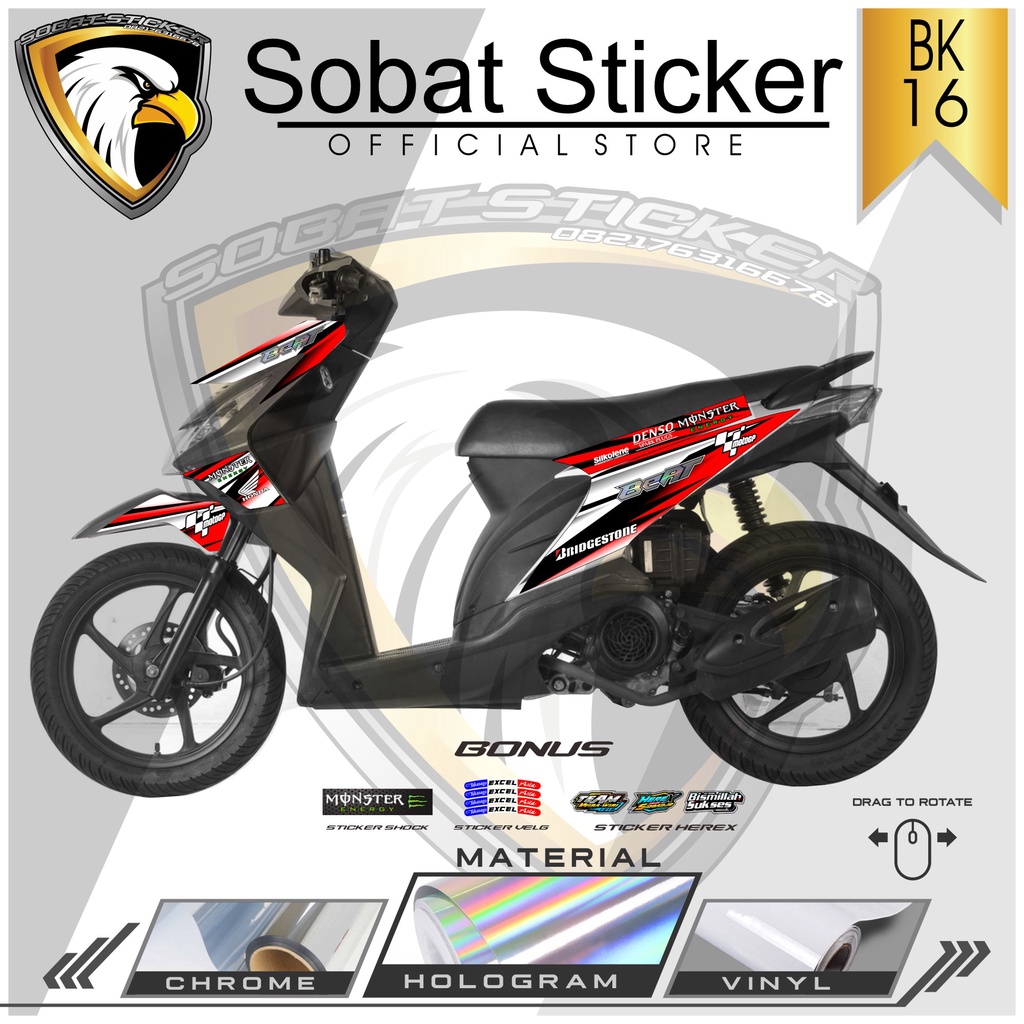 STRIPING BEAT KARBU 2008-2012  - STRIPING HOLOGRAM HONDA BEAT KARBU 2008-2012 RACING