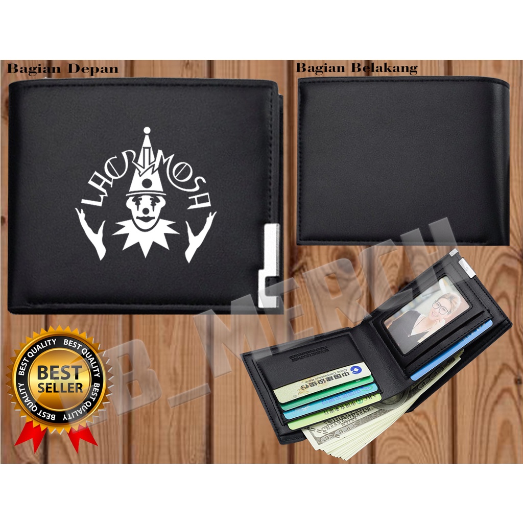 Dompet Pria Lipat  LACRIMOSA- BAND GOTHIC METAL  Dompet Kulit Men Fashion Letter Wallet KEREN