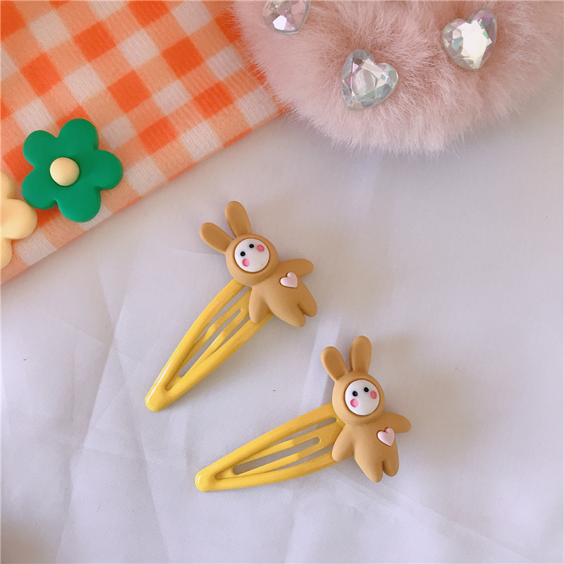 We Flower 1pc Jepit Rambut Bobby Pin Motif Kartun Kelinci / Hati Untuk Anak Perempuan