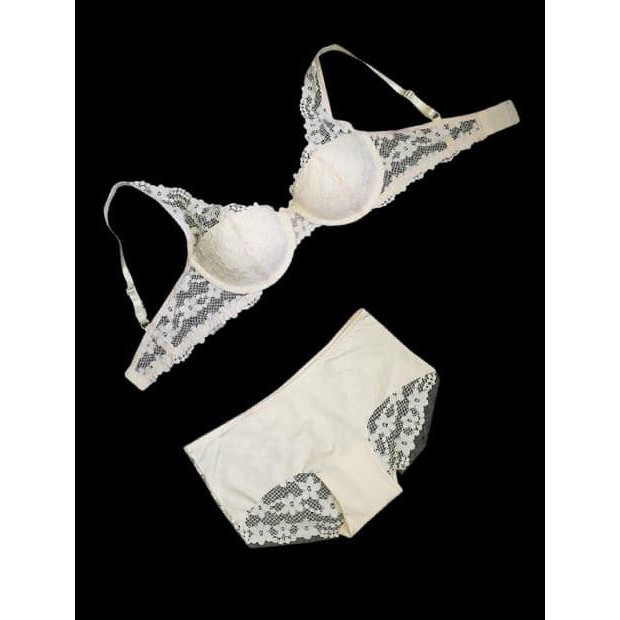 Bra Set Amitie Bordeaux Flower Lace Soft Pink W49 Terbaru