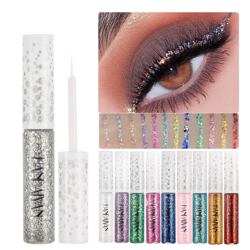 【asli】HANDAIYAN New 12 color diamond glitter liquid eyeliner, durable, waterproof, shimmery glitter makeup, beauty tools