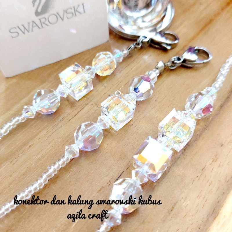 KONEKTOR MASKER SWAROVSKI/KALUNG MASKER SWAROVSKI/1 SET KONEKTOR DAN STAP MASKER SWAROVSKI