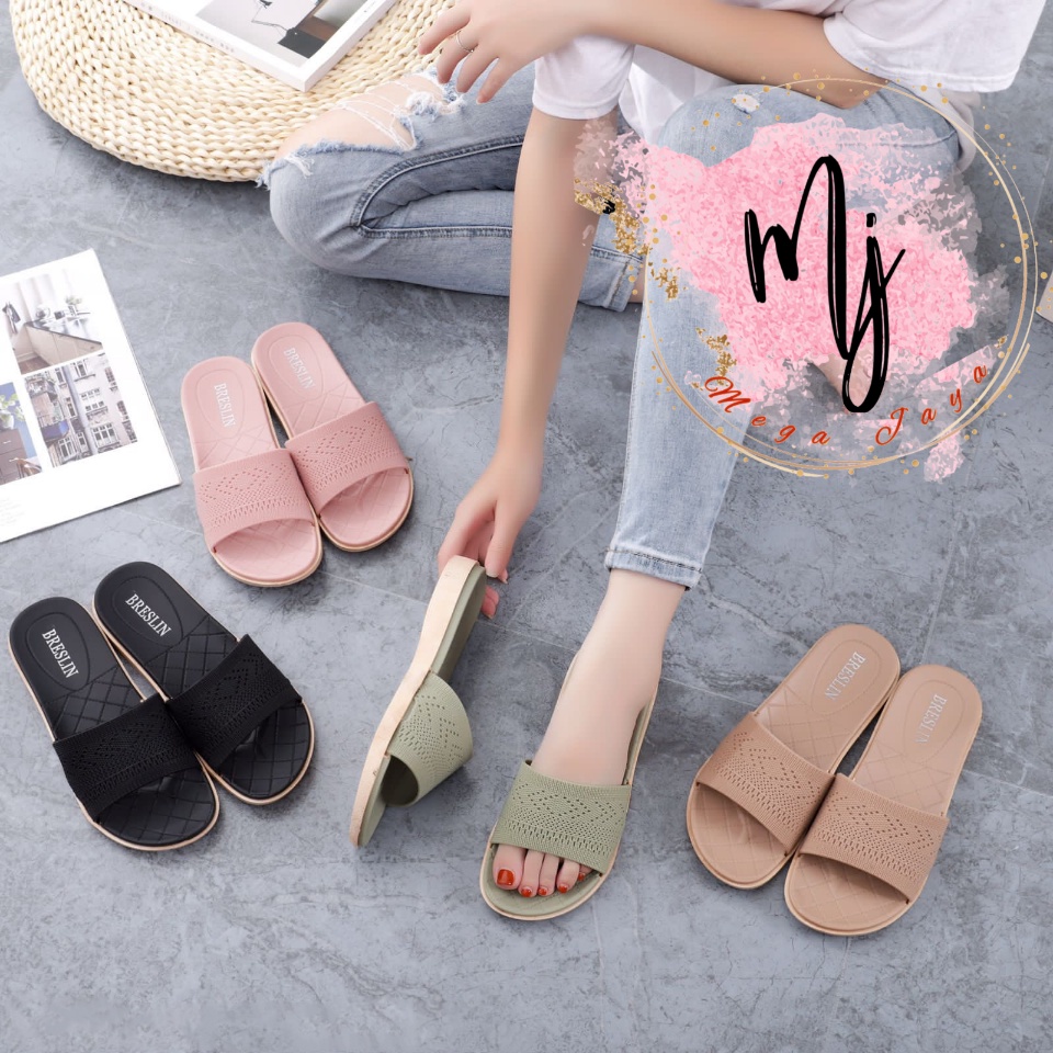 Sandal fashion wanita sandal flat selop import modern