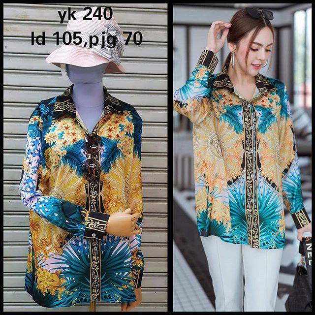 KEMEJA WANITA VERSACE SATIN PREMIUM FIT XL LENGAN PANJANG ORIGINAL IMPORT BANGKOK