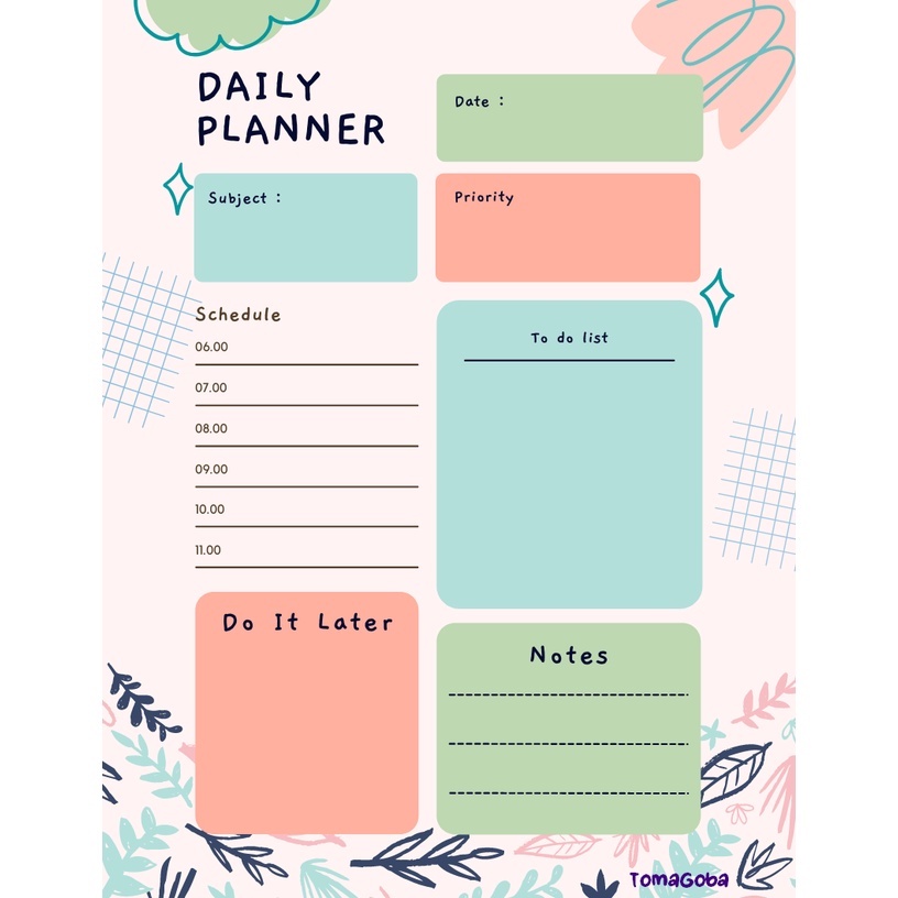 

Daily Planner A6 / Bullet Jurnal / Planner Harian Loose Leaf A6 Design 1.3