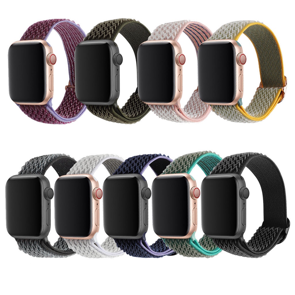 Apple watch Nylon Soft pola gelombang 38mm 42mm iwatch strap series 10 9 8 7 6 5 elastisitas