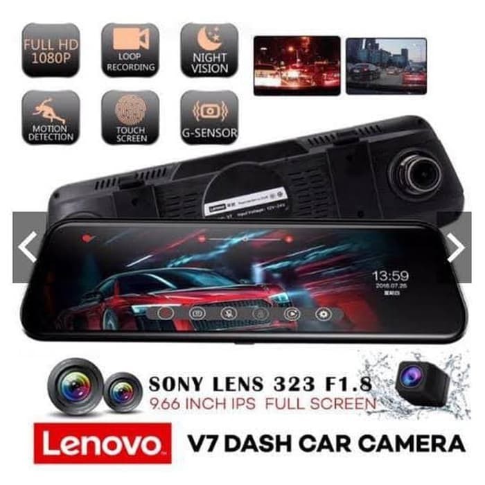 Lenovo V7 AHD Dual Camera Dashcam Car DVR Camera Mobil-1