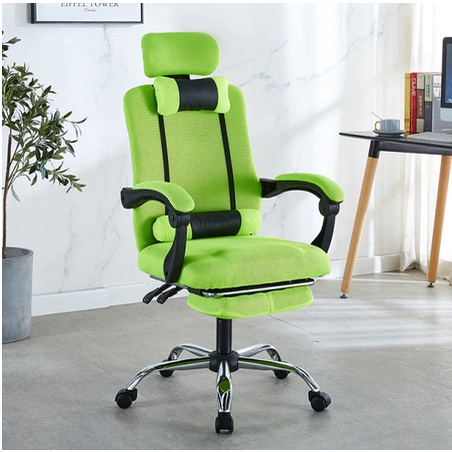 Kursi Kantor Hidrolik Sandaran Kepala Headrest Plus Bantal Kursi Kerja Armrest Naik Turun-668 Hijau + Getar