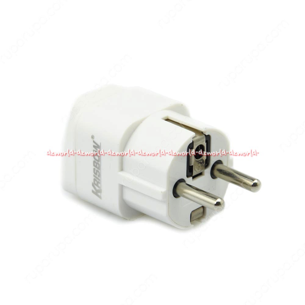 Krisbow Steker Arde Adaptor Travel Tanpa Switch Tanpa Tombol Merah Putih White Ground Plug Travel Adapter Alat Sambung Pencocok yang Dipasang Pada Ujung Kabel Listrik Colokan