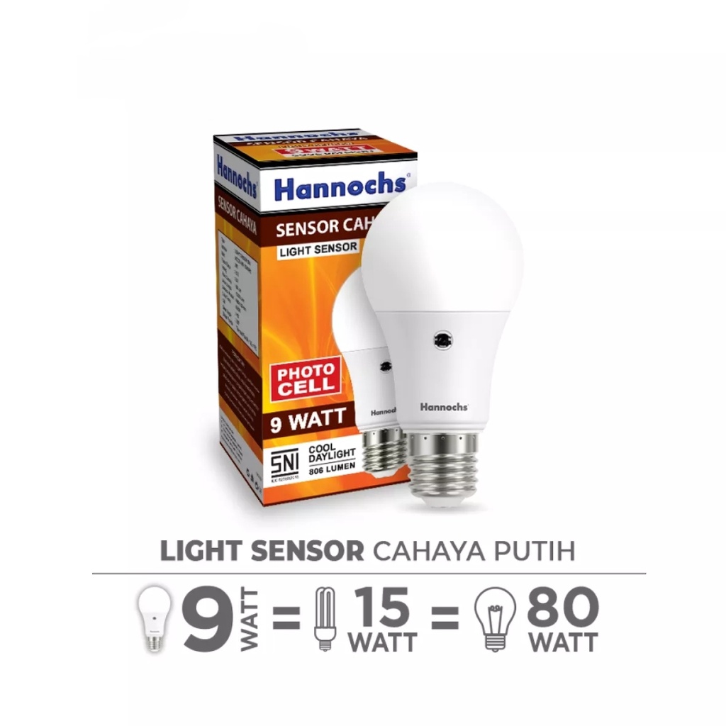 Hannochs Lampu LED Sensor Cahaya / Light Sensor 9 Watt - Cahaya Putih