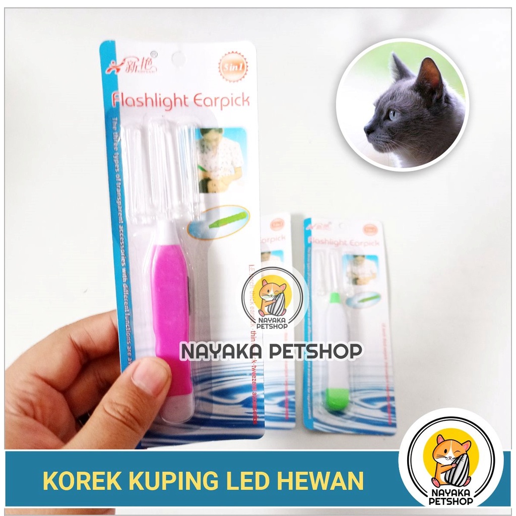 Korek Kuping Kucing Lampu LED Pembersih Telinga Korekan Anjing Hewan