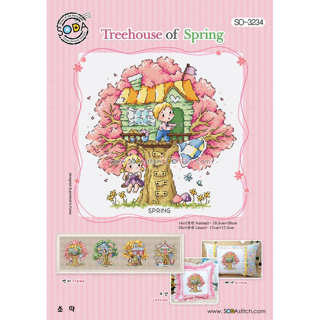 Paket DIY Craft Sulam Kristik Strimin Sodastitch SO-3234 - Treehouse Of Spring Musim Semi