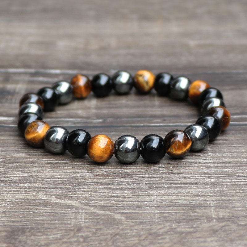 [ Unisex Natural Obsidian Adjustable Stretch Beads Bracelet][tress Relief Healing Chakra Yoga Bracelet  ]