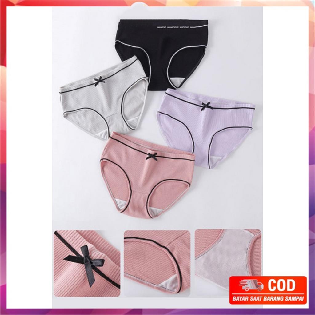 MJS 872 - Celana Dalam Wanita Polos List Pita Halus CD Cewek Import Underwear Wanita Sempak Dalaman Wanita