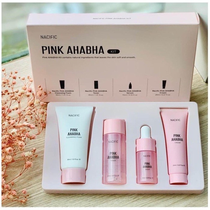 NACIFIC PINK AHA BHA KIT STARTER KIT DRY SKIN SKINCARE KULIT KERING EXP 2023-08-12