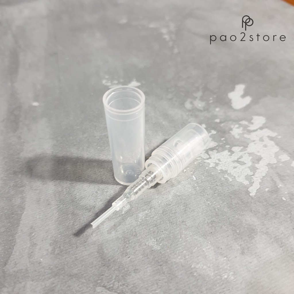 Botol Parfum Spray Plastik 2ml / Model Vial Press Pen Putih Transparan / Mini Travel Sample Size