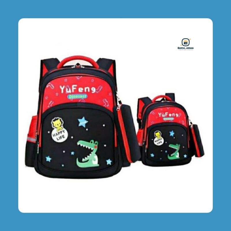 YUFENG TAS RANSEL ANAK SEKOLAH UNISEX MOTIF KUCING DINOSAURUS UTK PAUD/TK/SD RANSEL ANAK MURAH EMOEMO