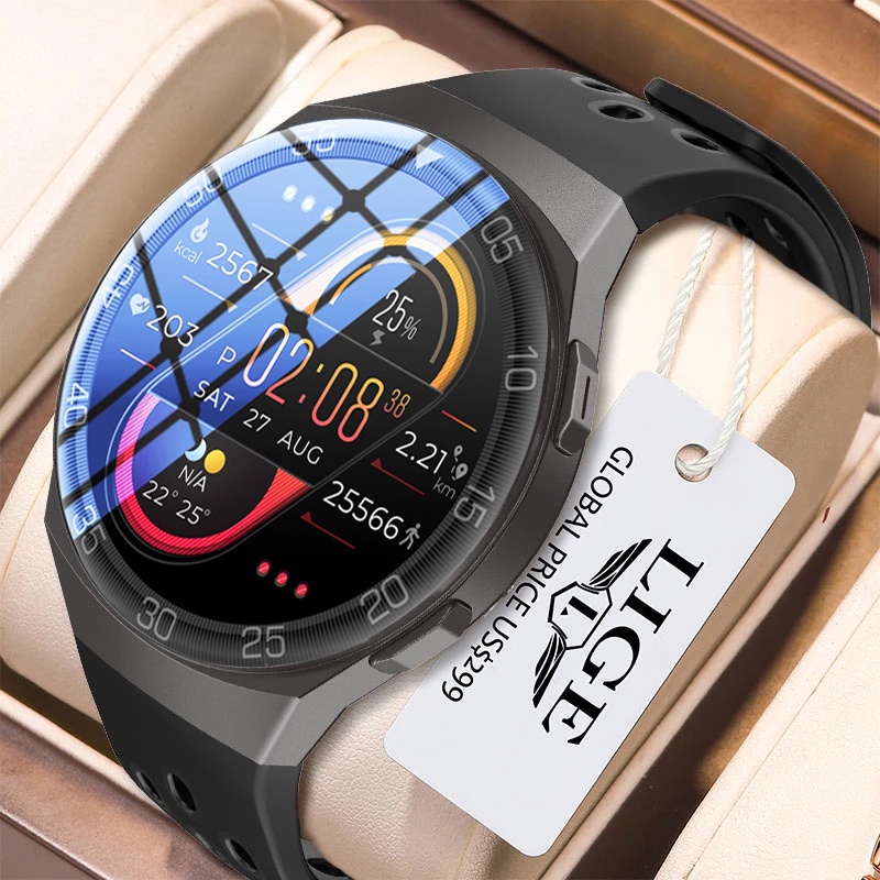 [BISA COD] LIGE 2022 Pintar Jam Tangan Pria 1.28 Inci Penuh Warna Layar Sentuh Olahraga Detak Jantun