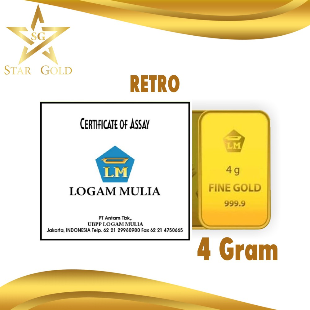 Star Gold Logam Mulia Antam Retro Berdiri ( LM ) 4GR 4 Gram
