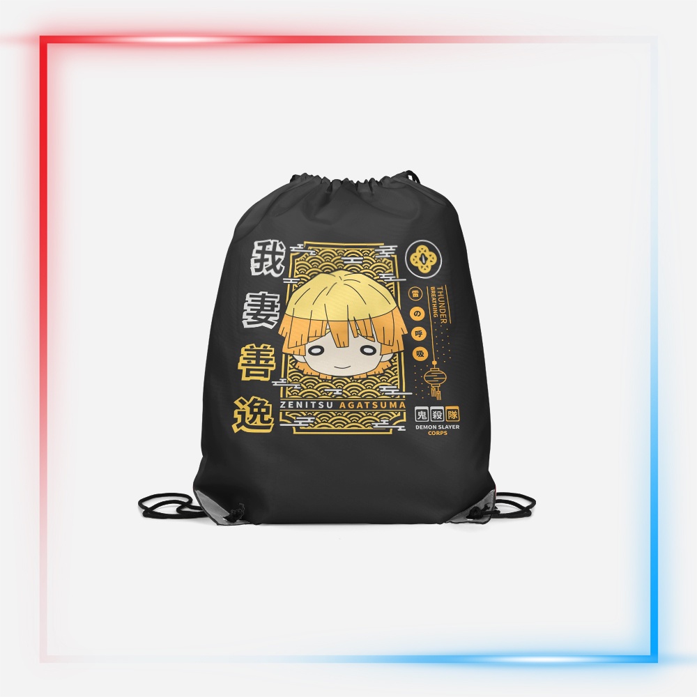String Bag / Tas Serut Fullprint 3D Karakter Anime Demon Slayer - Zenitsu Agatsuma