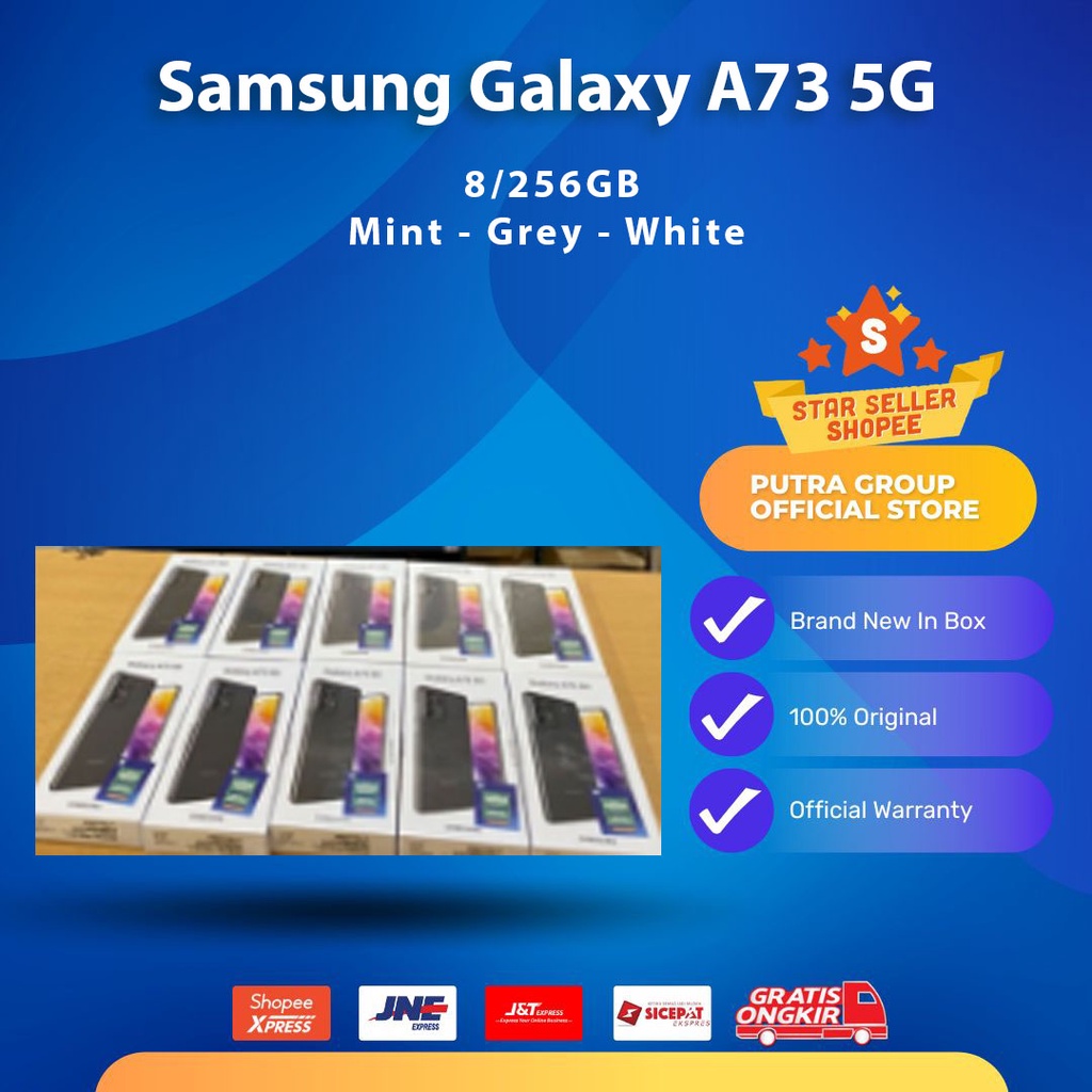 (RESMI) Samsung A73 5G 8/256GB 256 GB Grey Mint White SEIN