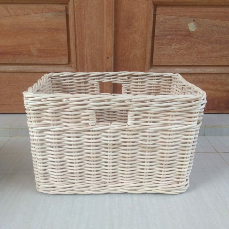 Keranjang rotan persegi panjang medium laci penyimpanan 32x20x19 cm