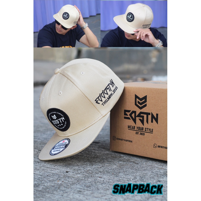 Topi Snapback hip hop Original Distro Premium Pria Dewasa Bordir Eddostyn  Casual Cream 007