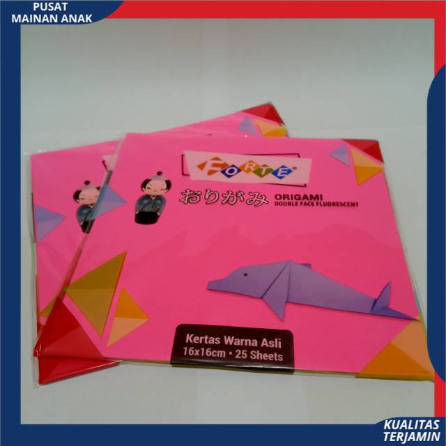 SATU PACK (ISI 25 LEMBAR ) ORIGAMI KERTAS LIPAT DUA SISI FORTE 16 X 16 DOUBLE FACE Best Quality