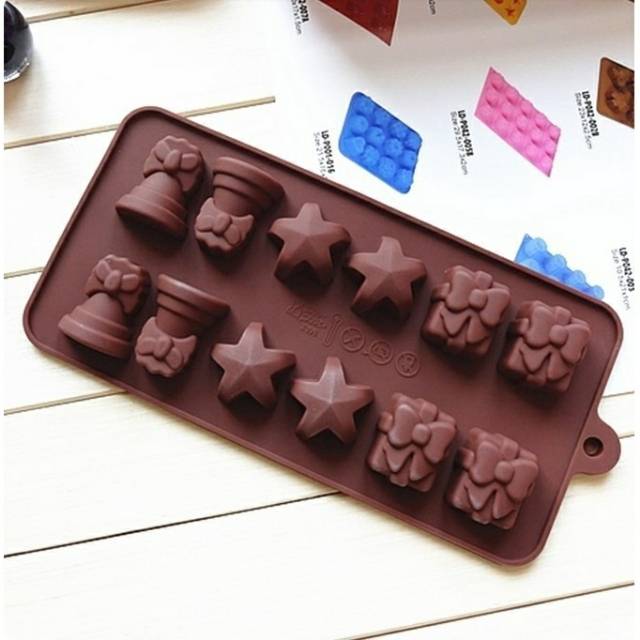 

Cetakan Coklat Silicone Bell Bintang Pita Kado