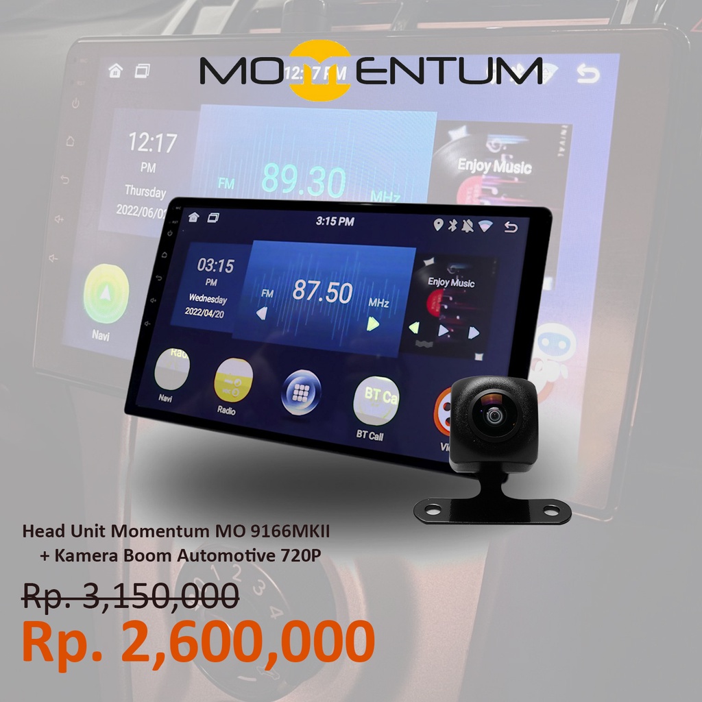 Paket Head Unit Android Momentum MO 9166 MKII / MO 1166 Plus Kamera Boom 720P