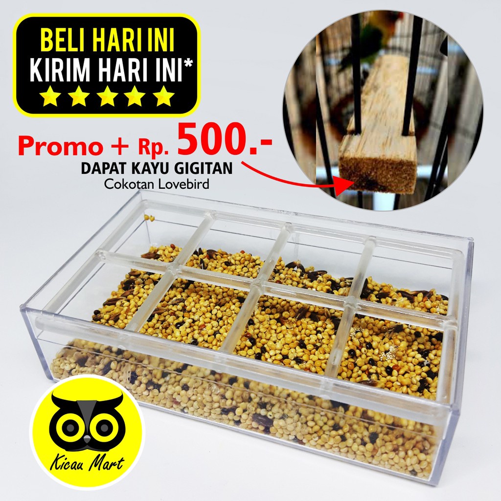 CEPUK RAM WADAH TEMPAT PAKAN MAKAN BURUNG LOVEBIRD HAMSTER LANDAK MINI SUGAR GLIDER + KAYU GIGITAN