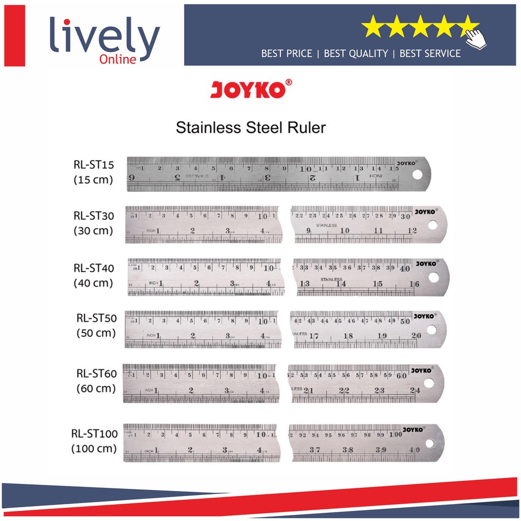 Penggaris Besi Joyko Stainless Steel Ruler