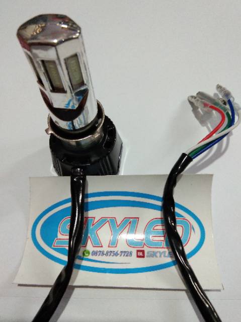 Lampu head lamp 6 sisi warna ice blue 40w ac dc