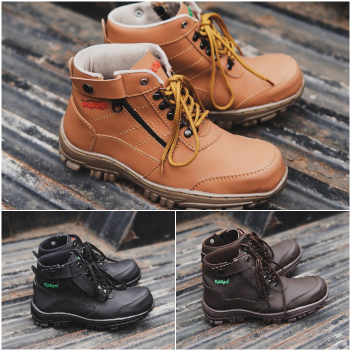 sepatu pria safety ujung besi kickers morisey terlaris murah seaptu gunung bikers touring [COD] !!