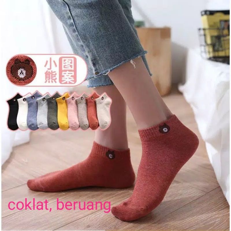 Kaos Kaki Cewek Wanita Ankle Kaos Kaki Pendek Motif Polos Kaos Kaki Semata Kaki Bahan Halus