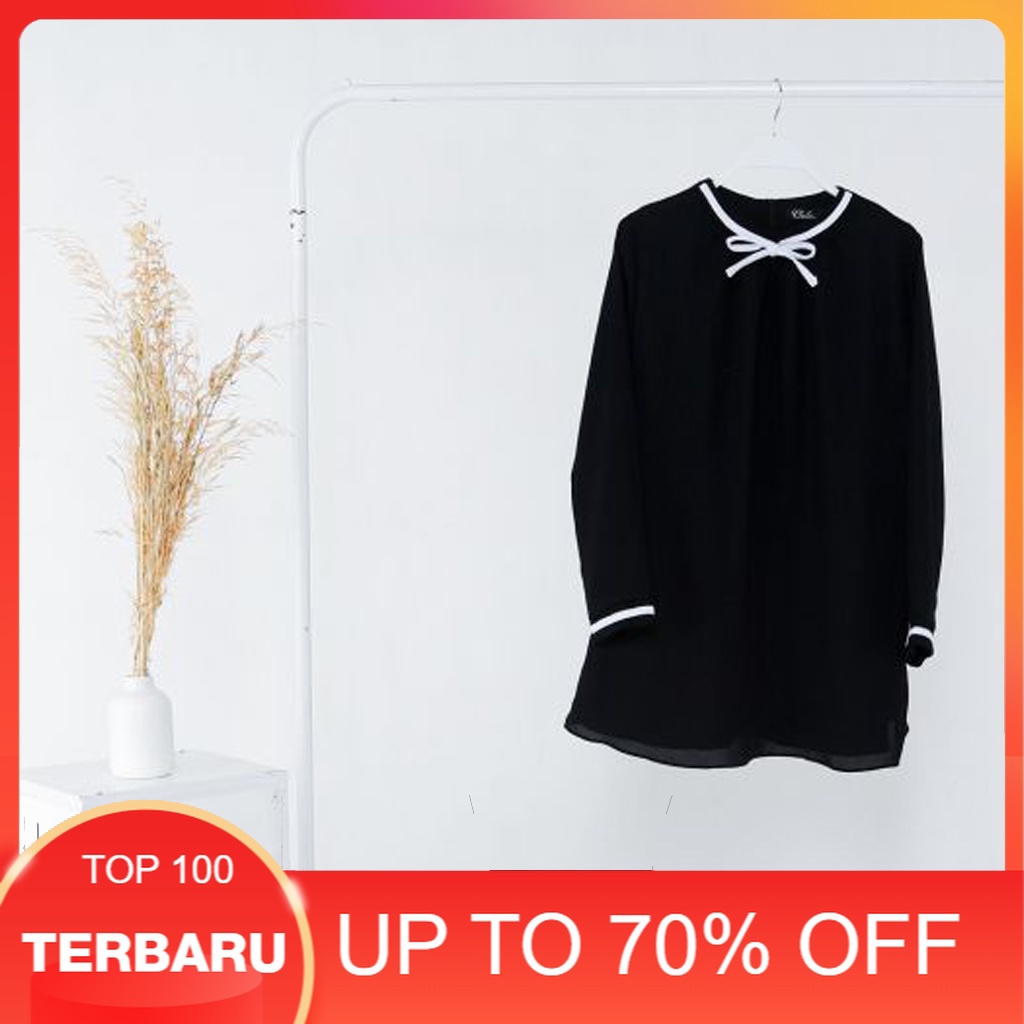 Baju Muslim Wanita Terbaru 2022 Shopee BLOUSE RIBON BLUS WARNA HITAM ATASAN WANITA